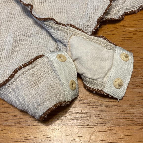 Intimately Free People Womens Size S Tan Waffle Thong Bodysuit Snaps Long Sleeve - Picture 11 of 13